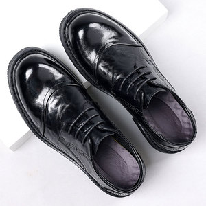 Chaussures pour hommes en cuir pleine fleur à semelle épaisse, style décontracté et professionnel, type Derby, style britannique - Product Image 4