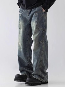<span class=keywords><strong>Jeans</strong></span> micro-évasés pour hommes, style rétro américain, tendance, décontracté, lavé, coupe droite, pantalon de mode, 2025 - Product Image 2