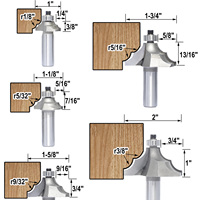 5 pièces, fraise à chanfreiner double ronde en carbure monobloc, tige de 1/2 pouce, pour le travail du bois, fraises à chanfreiner professionnelles, fraises à usiner