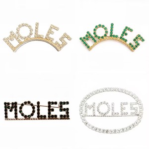 Broche personnalisable MOLES en cristal vert <span class=keywords><strong>Swarovski</strong></span> en forme d'arche, broche MOLES ornée de cristaux ovales - Product Image 1
