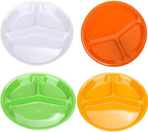 Assiettes à dîner divisées en mélamine écologique lavables au lave-vaisselle avec <span class=keywords><strong>3</strong></span> compartiments Assiettes en bambou avec division réutilisables pour adultes et enfants - Product Image 4