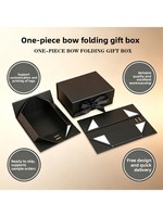 Boîte cadeau vide avec nœud, pliable en une seule pièce, en stratifié, magnétique, style livre, pour e-commerce transfrontalier, emballage plat pour vêtements, quatre couleurs UV