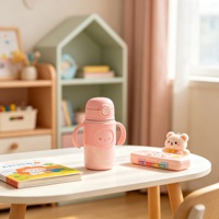 Bouteille d'eau pour enfants avec bec verseur à paille, sans BPA, pour les enfants d'âge scolaire et les tout-petits