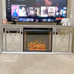 Console and mirrored furniture tv stand glass cabinet modern glam mirrored tv stand