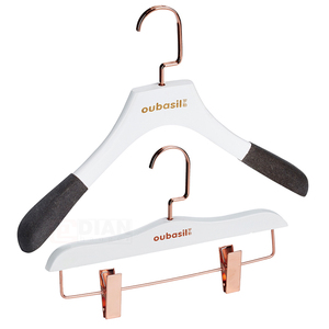 Free shipping high quality fashion <span class=keywords><strong>Vogue</strong></span> shiny velvet dress style white solid wooden hanger - Product Image 1