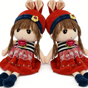 Muñeca de trapo de niña, Muñeca de peluche de niña, Muñeca de trapo de peluche, Muñeca de peluche con orejas de conejo, Muñeca de juguete suave para niña - Product Image 6