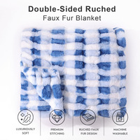 Plaid en fausse fourrure à motifs ondulés, doux et polyvalent, en polaire corail, idéal pour l'hiver