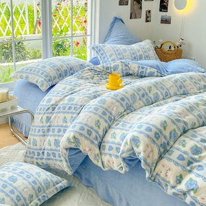 Nhà Máy Bán Buôn Giá In Sữa Nhung Pha Lê <span class=keywords><strong>Flannel</strong></span> Bộ Đồ Giường Thiết Lập Hiện Đại Mô Hình Động Vật Bao Gồm Tấm Và Chăn Bìa - Product Image 2