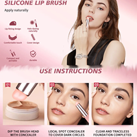 Pinceau à lèvres portable en silicone avec capuchon anti-poussière, design oblique souple Q-Elastic, pinceau estompeur pour rouge à lèvres et brillant à lèvres, manche en plastique pour doigt
