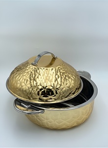 Nouvelle arrivée : Casserole avec finition dorée, design antique, artisanale, chauffe-plats pour la table à manger. - Product Image 3