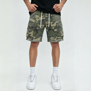 Pantalones Cortos Cargo de Mezclilla para Hombre, Verano, Cintura Ajustable con Cordón, Bolsillos Laterales Grandes, Adornados con Pedrería Brillante - Product Image 5
