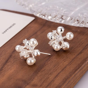 minimalist <b>stud</b> <b>earrings</b> 925 <b>silver</b> cubic zircon round stone <b>set</b> de collares y aretes <b>set</b> de pendientes mas collar - Product Image 1