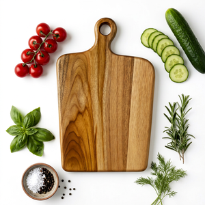 Natural Teak Wood Cutting <b>Board</b> With Handle Custom Wooden Chopping Block Serving <b>Board</b> Wholesale Kitchenware Accessories - Product Image 1