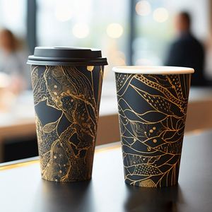 Wholesale 8/12/16oz <b>Disposable</b> Hot Drink Coffee Juice Bubble Tea Paper <b>Cups</b> Custom Paper <b>Cup</b> with Lids - Product Image 1