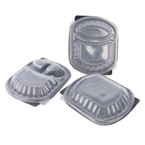 3-Compartment Takeaway Box Plastic Mineral Filled PP Clear Lunch Box Take Out Food Container
