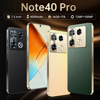 Directo de fábrica 16GB + 1TB Note 40 Pro 72MP + 108MP Desbloqueo facial Pantalla completa de 144Hz Octa Core CPU Android 14 Teléfono inteligente en inglés