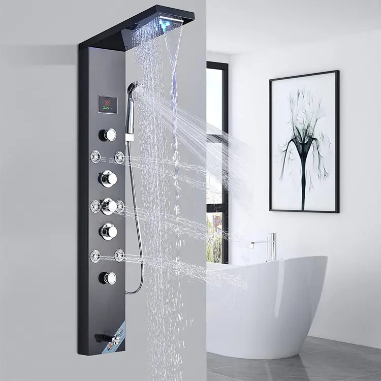 Pannelli doccia a Led con colonna doccia a parete in acciaio inossidabile per bagno a cascata all'ingrosso