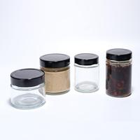 Food Grade 300ml stoples Jam kaca bulat dengan tutup logam penyimpanan stoples acar untuk makanan tertutup kaca stoples makanan