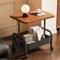 Table d'appoint à roulettes à double niveau mobile, table basse pour salon, canapé, chambre à coucher, étagères de rangement