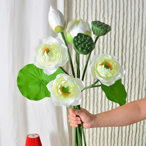 Fleurs de lotus artificielles, fausses tiges de nénuphars pour arrangements floraux de mariage, de temple et décoration paysagère - Product Image 4