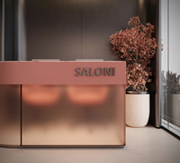 Ensemble table de manucure et chaise de salon LED moderne, écologique et durable, mobilier de salon de beauté OEM pour aménagement de magasin commercial