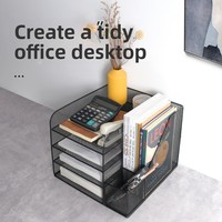 Organisateur de bureau en métal à plusieurs niveaux avec bords inclinés, support de livres, porte-documents simple en fer forgé, fabriqué en Chine