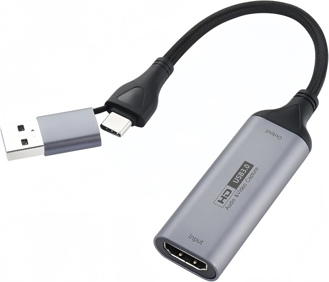 Compact 4K HDMI to 1080P USB-A/USB-C Video Capture Recording Card Suitable for Gaming Video Streaming Meetings and TV Recording