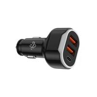 Pengisi Daya Mobil 3-in-1 PD65W QC3.0 2*USB-A Soket USB-C Pengisian Cepat 12-24V untuk Ponsel