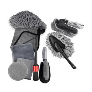 Set sikat pembersih mobil, 9 buah sikat handuk <span class=keywords><strong>Microfiber</strong></span> sikat ban Interior eksterior mobil Set alat cuci - Product Image 1