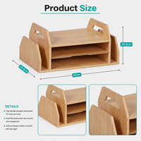 Organisateur de bureau en bambou naturel à double face, 2 niveaux, avec logo personnalisé, couleur bambou, pour le rangement de dossiers