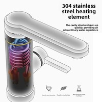 Robinet électrique à chauffage instantané, monocommande, monotrou, bec rotatif, affichage numérique, en acier inoxydable 304, chaud/froid, pour cuisine