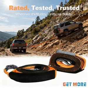 Ремень буксировочный усиленный 4x4, 10-15 тонн, для экстренного буксировки и эвакуации, с усиленными петлями для грузовиков, внедорожников, лодок, квадроциклов - Product Image 1
