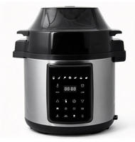 Cuisinière multifonction 2-en-1 6L avec couvercle friteuse à air, puissance double 1500W/1000W