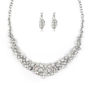 Parure de bijoux en argent sterling 925 pur à 100 %, boucles d'oreilles et colliers en cristal, pour mariée indienne, pour femme, Christian China - Product Image 1