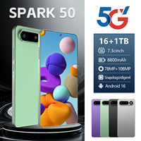 Smartphone SPARK 50 5G avec une grosse batterie de 8800 mAh, écran HD de 7,3 pouces, appareil photo 108 MP, reconnaissance faciale, double SIM pour une utilisation en extérieur toute la journée