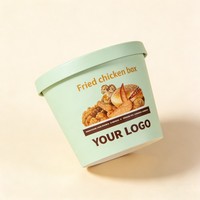 Bols à poulet frit personnalisés avec couvercle, seau alimentaire, bols en papier biodégradables résistants à la graisse de qualité alimentaire