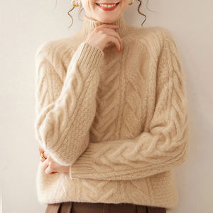 Jxwatcher Vente en gros de manteaux en cachemire pur tricotés chauds et épais pour femmes, logo personnalisé, mode d'hiver, femmes, 100% cachemire, pull <span class=keywords><strong>moche</strong></span> - Product Image 2