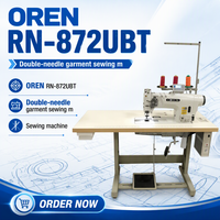 Machine à coudre à double aiguille RN-872UBT, équipement de couture pour sacs écologiques, équipement à double aiguille et double fil.