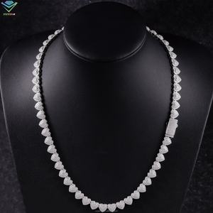 Collar Hip Hop con Diamantes de Imitación VVS1 en Forma de Corazón, Chapado en Oro Blanco sobre Plata de Ley 925, Joyería de Moda al por Mayor - Product Image 1