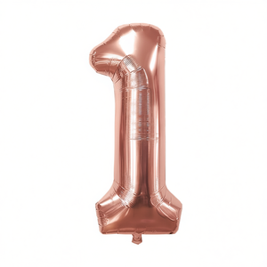 Palloncino Numero 1 in Lamina Metallica Oro Rosa 45cm per Decorazioni Festa di Compleanno - Product Image 2