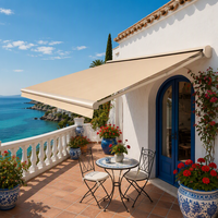 Auvent rétractable motorisé à cassette complète certifié CE, voile en polyester, télécommande électrique pour balcon, utilisation en extérieur, jardin