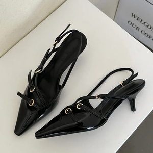2025 Spring/Summer Women's Pump High Heels New Pointed Stiletto with Buckle Single Shoes Design Rear Top Sandals - Product Image 6