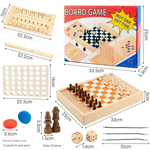Doppio gioco da tavolo per bambini Set di scacchi Multi-funzionale in legno giocattolo educativo per il gioco da tavolo battaglie - Product Image 5
