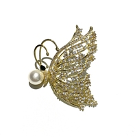 Broche élégante haut de gamme XILIANGFEIZI en coquillage naturel avec perle d'eau douce et zircon plaqué or, broche de mariage de luxe