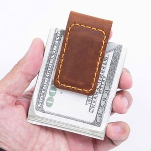 Vintage Leather Money Clip Slim Portable Cash Clip Multifunctional Foldable Magnetic <b>Bookmark</b> - Product Image 3