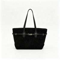 Sacs fourre-tout en daim et cuir de vachette personnalisés OEM 2026 pour femmes, style vintage avec fermoir rotatif, grande capacité, sac à bandoulière et à poignée supérieure