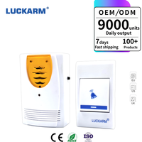 Sonnette de porte programmable moderne avec logo personnalisé, sonnette sans fil RF 315 MHz pour utilisation en hôtel, plastique ABS, portée de 100 m