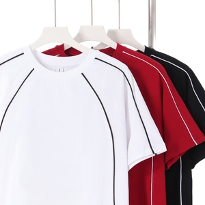 T-shirt in Cotone 100% Stile Americano da Strada, Personalizzabile con Logo, da Uomo, Casual, Vestibilità Ampia, Tinta Unita - Product Image 1