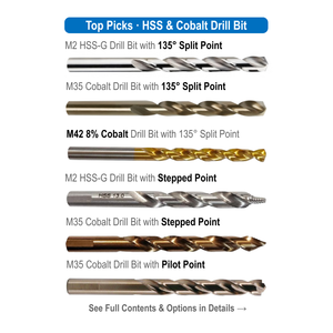 1 đến 13 Mét M2 HSS-G khoan bit sẵn sàng để tàu, DIN338 135 ° chia điểm hoàn toàn mặt đất HSS jobber bit cho khó khăn kim loại & thép cứng - Product Image 6