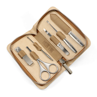 Kit de 6 outils de manucure et de toilettage personnels en acier inoxydable de luxe, boîte de coupe-ongles portable de voyage